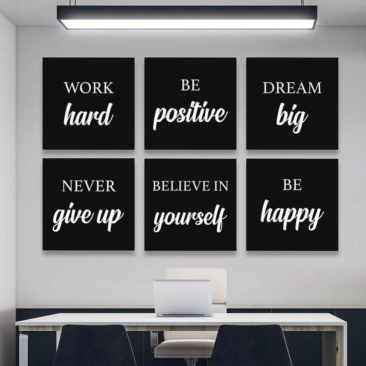 Set Of 6 Motivational Wooden Canvas Frames