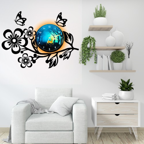 3D Wooden Flower Clock With Esthetic Dial Wall Clock