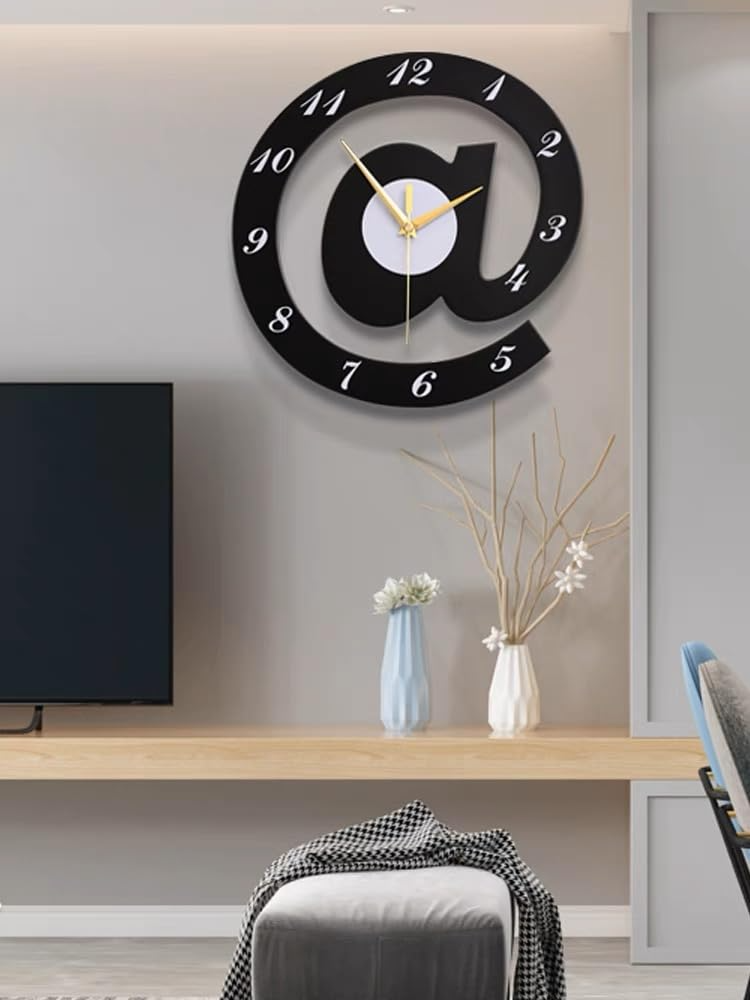 The Sign (@)3D Wooden wall clock for Living Room, Bed Room Home Decor Art