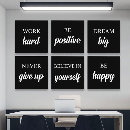 Set Of 6 Motivational Wooden Canvas Frames