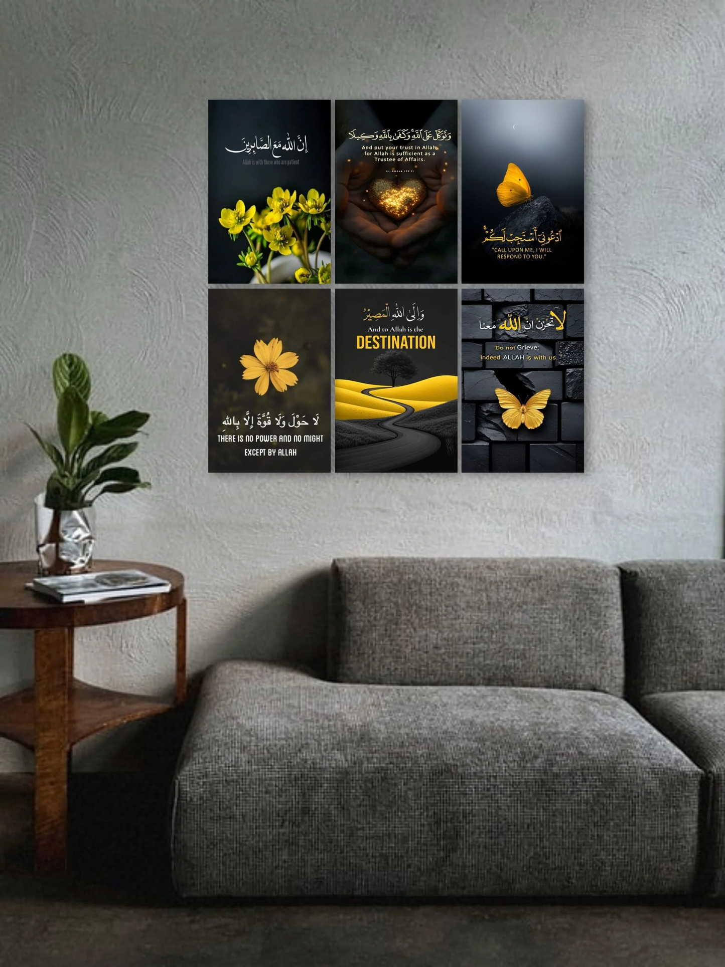 Pack of 6 Quran Verse with english translation, Digital Printed, Decent Home Decoration