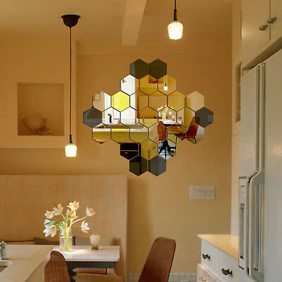 Hexagon shape Acrylic mirror wall stickers - Pack of 100pcs