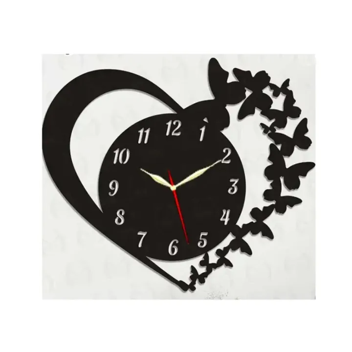 Heart with Butterflies Wall Clock