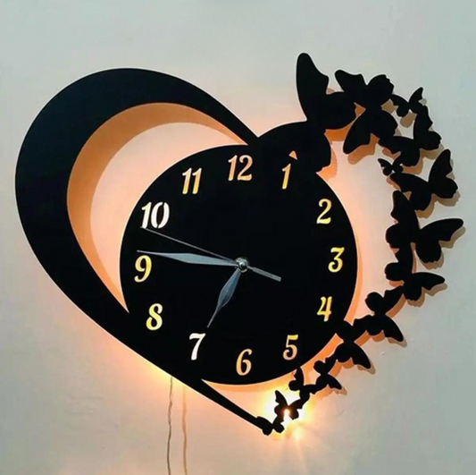 Heart with Butterflies Wall Clock